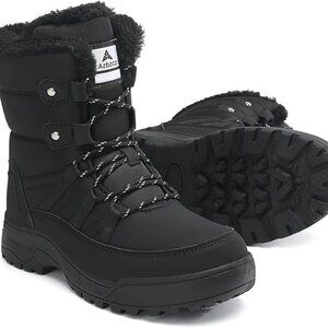 Women Anti Slip Snow Boots Fur Lined Warm Comfortable Black Winter Shoes USA Pro